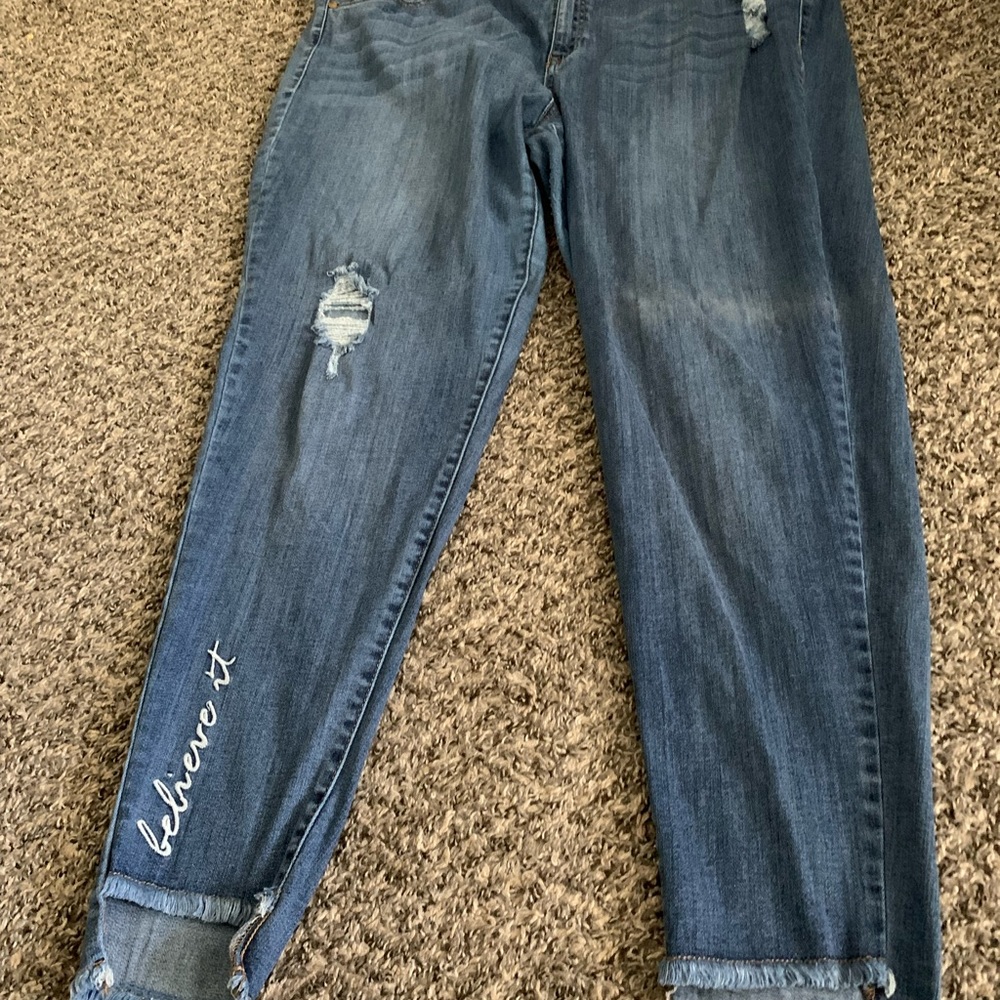 Lane Bryant Distressed Ankle Length “Believe It” Jenas